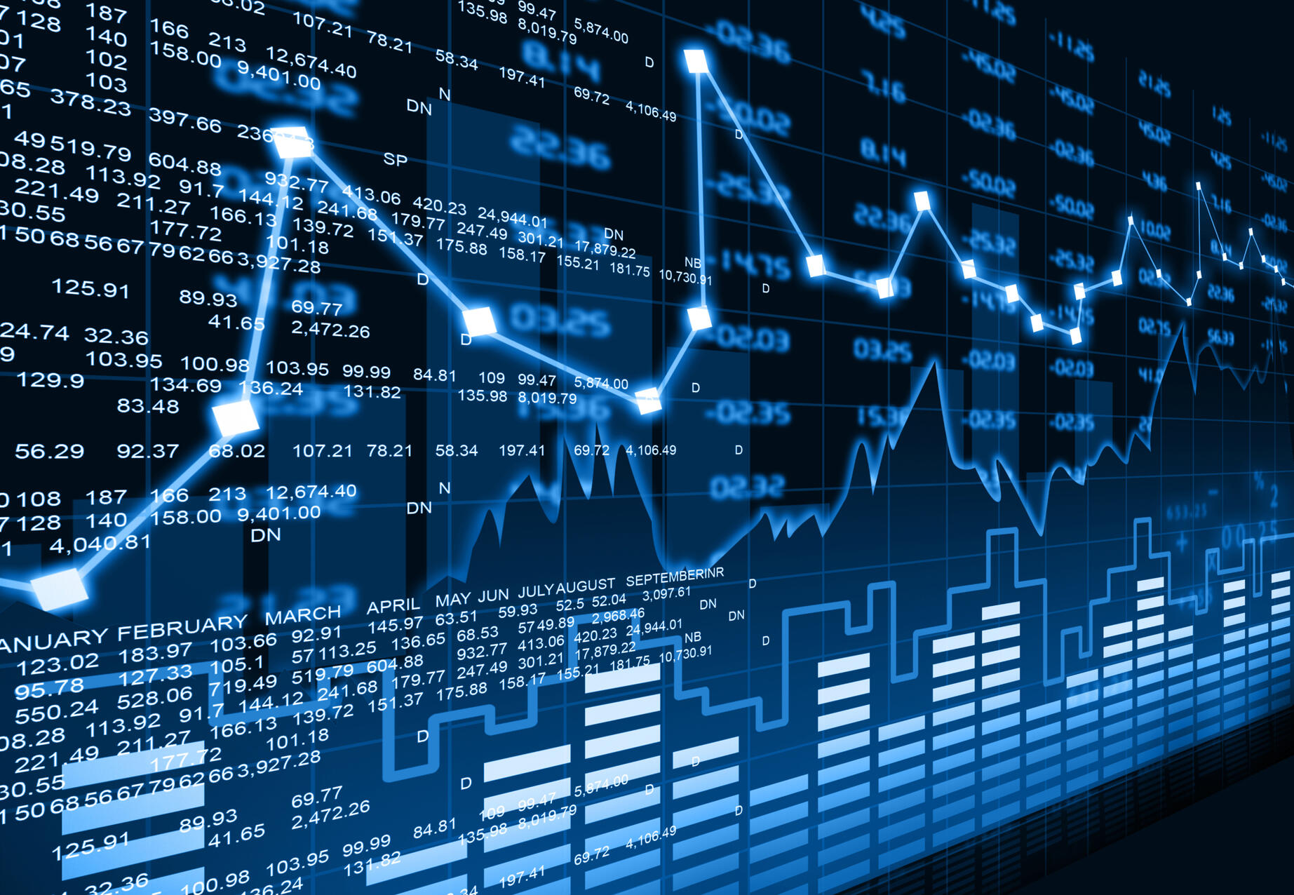 blue stock chart